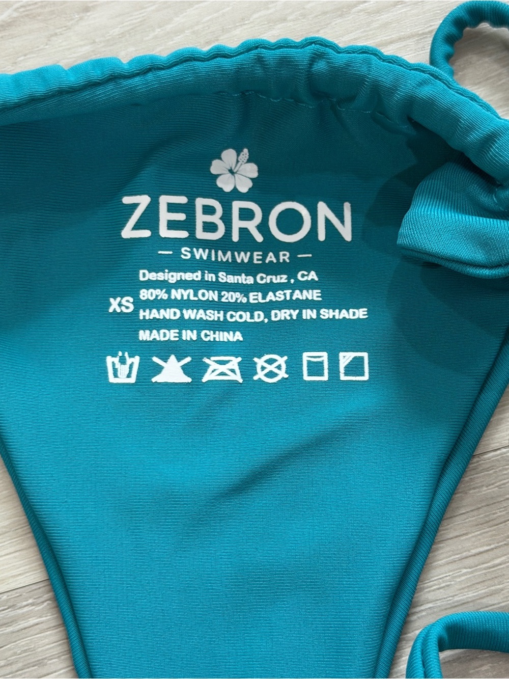 Zebron Swim Tie-Side Bikini Bottom in Deep Teal - Picture 2 of 2